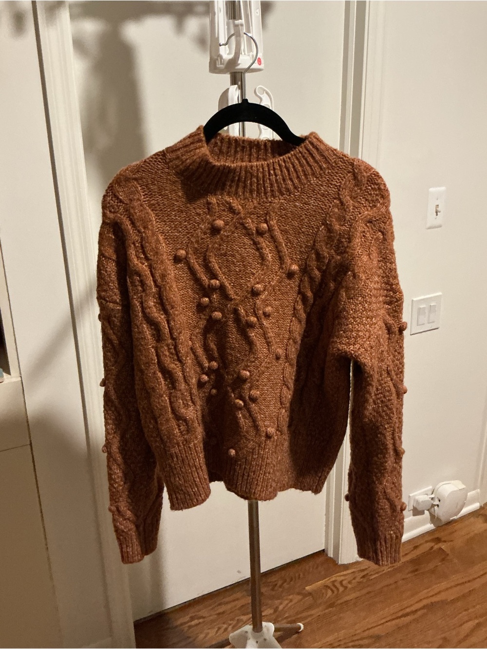 Heartloom Bobble Cable Knit Sweater - Rust Brown
